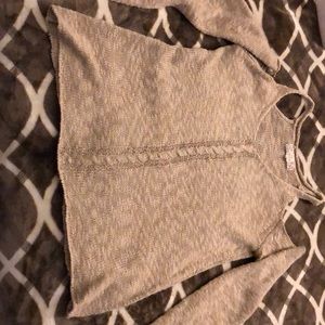 Beige cold shoulder long sleeve